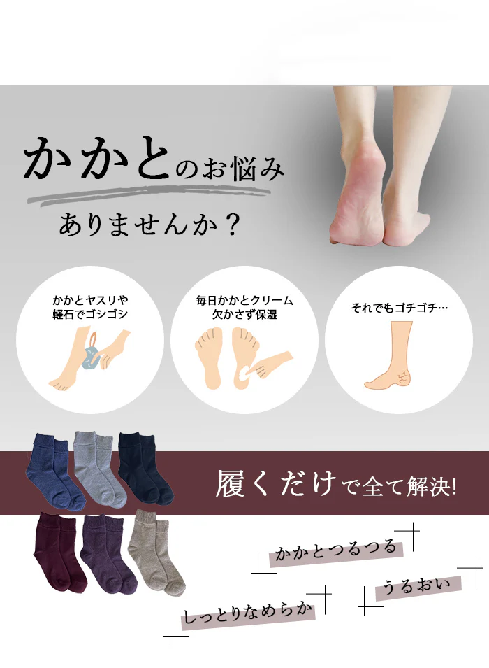【黒】婦人カカトツルツルソックス 選べるカラー 靴下 レディース かかと ツルツル 角質除去 角質 かかと 保湿 かかとケア かわいい おしゃれ 無地  冷え対策