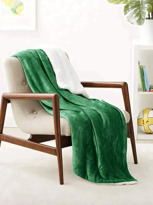 Amazonベーシック 訳あり ブランケット 127×152cm シェルパブランケット ひざ掛け グラスグリーン