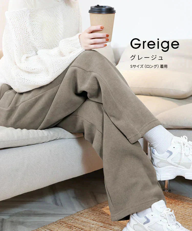 【Mサイズ/レギュラー】【グレージュ】 2024AW 裏起毛 パンツ レディース 秋 冬 ワイドパンツ ロング丈 あったか 暖かい 裏起毛パンツ シンプル カジュアル 可愛い 無地 楽ちん 体型カバー ズボン ゆったり リブ ワイド パンツ ルームウェア ウエストゴム M L LL