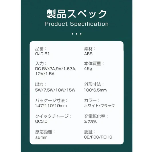 【ブラック】ワイヤレス充電器 無線充電 無線充電器 ワイヤレスチャージャー 最大15Wの出力 5Ｗ/7.5W/10W/15W対応 小電力端末の充電に対応 超薄型 iPhone13対応