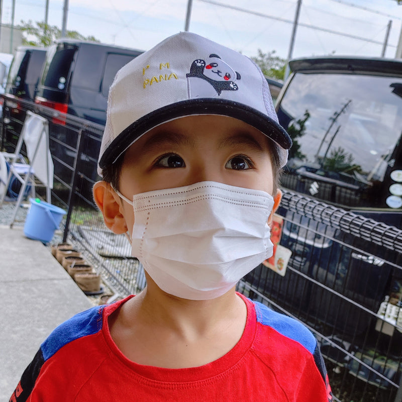 キャップ 帽子 黒白パンダ キッズ 子供 ハット 女の子 男の子 日よけ 安い 紫外線カット UVカット 通園 通学 メッシュ マジックテープ止め 通気 外出 スポーツ 52 54 56cm