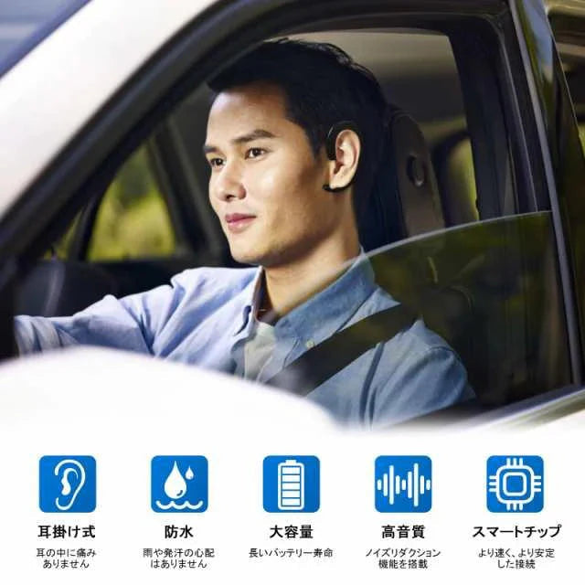 当日発送 レッド 耳掛け式 イヤホン Bluetooth 片耳 ブルートゥース 超軽量 IPX7防水 ノイズキャンセリング 自動ペアリング マイク内蔵 ハンズフリー通話 w241E(ブラック)