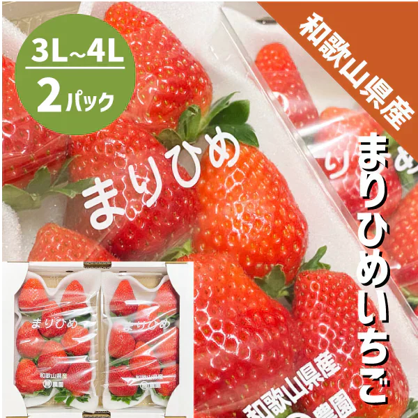 いちご まりひめ 3L〜4L ２パック（300g×2パック）和歌山県産 紀の川市 ブランド 苺 イチゴ 送料無料 贈答 産地