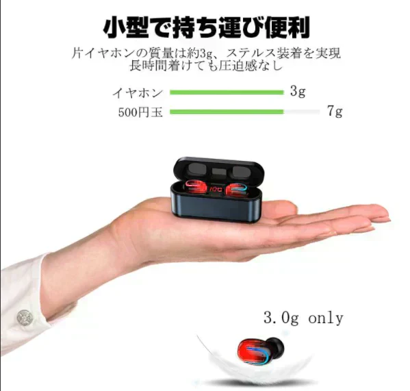 「在庫処分商品」ワイヤレスヘッドセット Bluetooth5.0+EDR イヤホン ワイヤレスイヤホン 左右分離型 小型軽量 カナル型 600mAh充電式収納ケース付き Siri対応 日本語音声通知