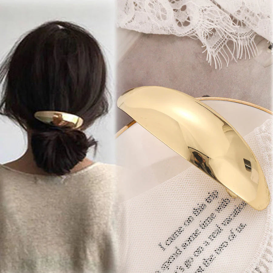 (G)バレッタ ヘアクリップ 髪飾り ヘアアクセサリー  ゴールド ヘアアレンジ 髪留め まとめ髪 オフィス 発表会 卒業式 入学式