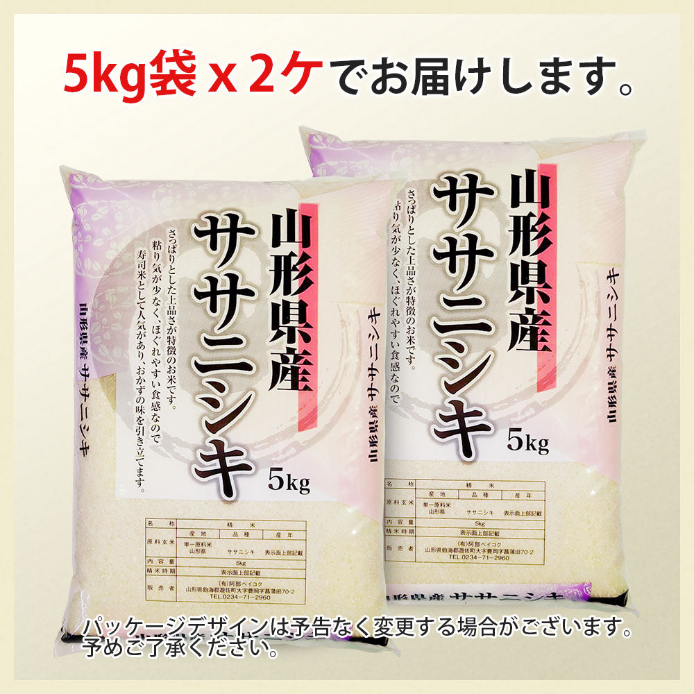 ササニシキ 無洗米 10kg 山形県産 令和7年産 送料無料 米 10キロ こめ コメ お米 精米 新米 お米10kg ササニシキ10kg ササニシキ10キロ ささにしき10kg ささにしき10キロ