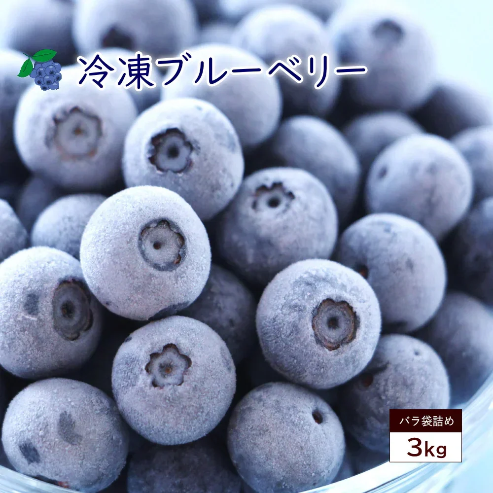 冷凍ブルーベリー　約3kg前後 （1kg×3袋入り）旬のフルーツを瞬間冷凍ベリーの旨みを閉じ込めましたヨーグルト、アイス、ジャム、お菓子作りにも最適