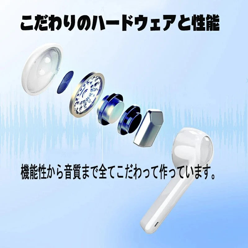 Bluetooth イヤホン 両耳 高音質 完全 イヤホン 耳掛け式 自動ペアリング IPX5防水 ブルートゥース イヤホン マイク付き 軽量 Siri対応 Bluetooth ヘッドホン ハンズフリー通話 iPhone＆Android対応 w044B(ホワイト)