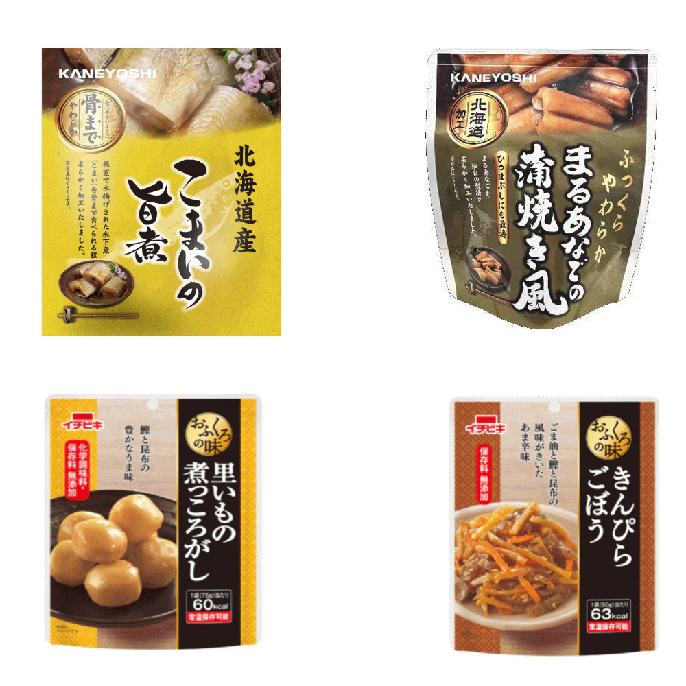 兼由 北海道根室の海の幸とイチビキ レトルト お魚のおかず まるあなごの蒲焼き こまいの旨煮と惣菜の4種セット 全国送料無料 長期常温保存可能
