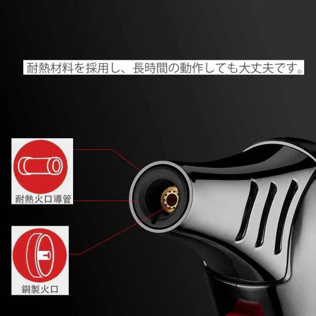 ライター 電子ライター ガス式 父の日 小型 防風 軽量 薄型 おしゃれ 誕生日 記念日 プレゼント 多用途 ガスバーナー 協力集中炎 料理 作業 火起こし w257B(ブルー)