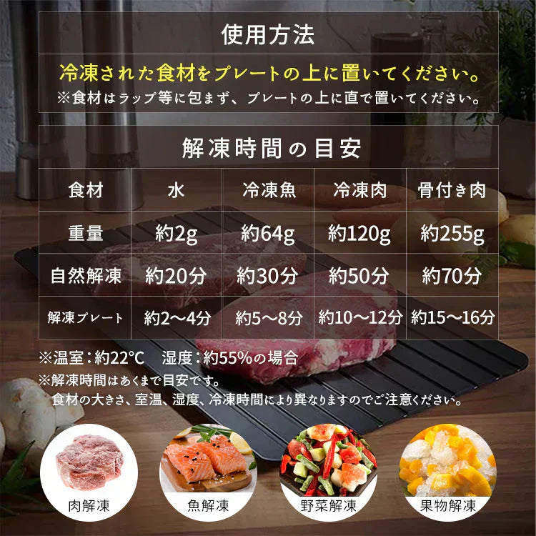 解凍プレート 「ホワイトSサイズ」 急速解凍 解凍用プレート 解凍板 解凍 解凍皿 肉 魚 冷凍食品 エコ 時短 時間短縮 便利グッズ 超薄型 キッチン 家庭用