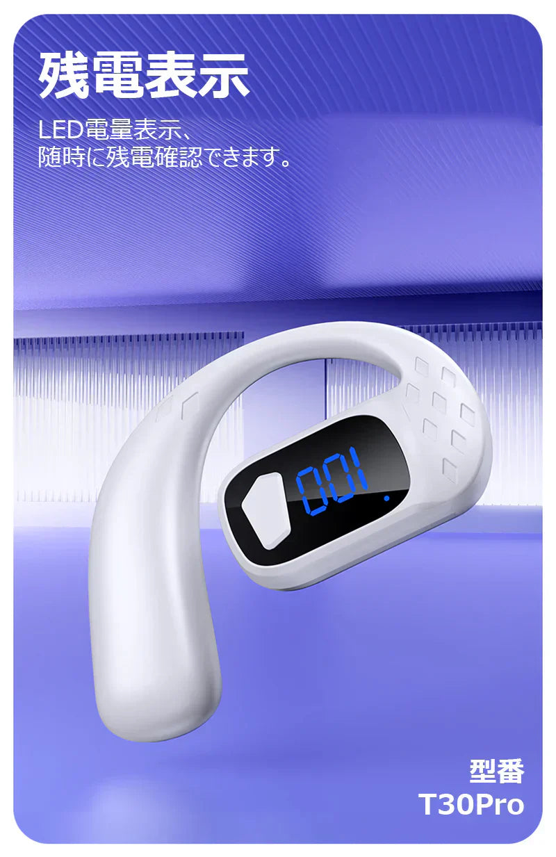 【左右耳兼用】ワイヤレスイヤホン 片耳 bluetooth5.4 180度回転 耳掛け式 IPX6防水 Hi-Fi高音質 ブルートゥースイヤホン type-C充電 耳を塞がない LED電力表示 快適 iPhone/Android適用 ハンズフリー w677C(ブラックpro)
