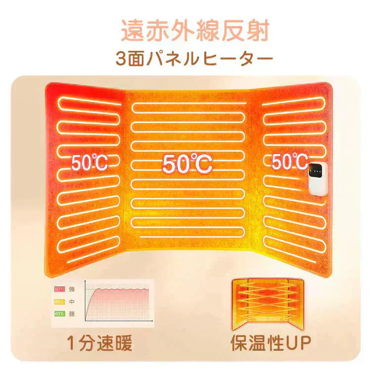 パネルヒーター 「アイボリー」 足元ヒーター デスクヒーター 足元暖房 電熱 ヒーター こたつ 折り畳み 遠赤外線 省エネ 冷え性 オフィス 部屋 暖かグッズ