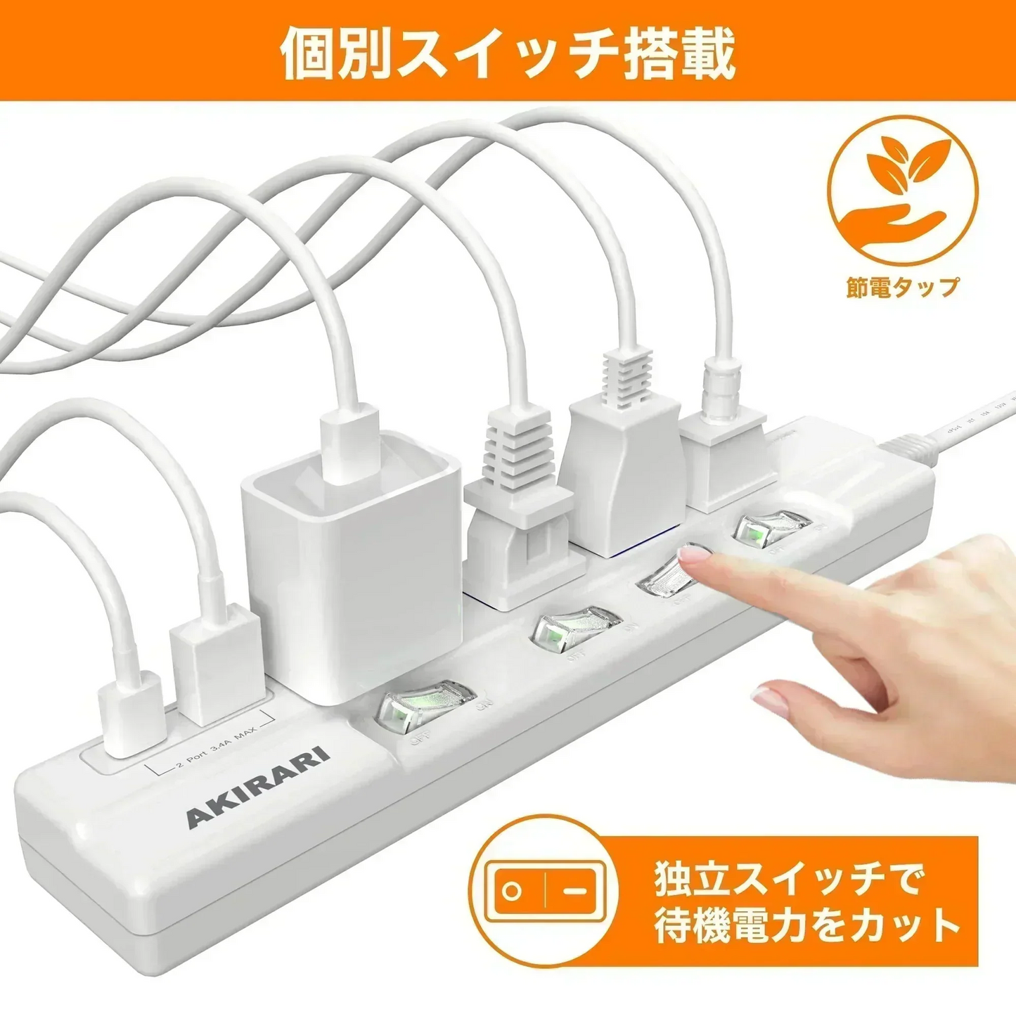 【同時に複数接続OK！】電源タップ 6個口 延長ケーブル コ差込口は4個 USBポートが2口 電源タップ 二重被ふくコード 省エネ 延長ケーブル 1m AC4個口+2USB type-C type-A 180度スイングプラグ 個別スイッチ LED付スイッチ ほこり防止シャッター付き 省エネ 延長ケーブル コード タップ テーブルタップ PSE認証済 雷ガード 急速充電 すき間対応 壁 卓上 薄型 ホワイト