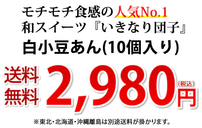 いきなり団子 白（小豆あん）10個入り 送料無料 熊本名物 肥後屋 モチモチ食感の和スイーツ お取り寄せ 和菓子 団子 あんこ もち