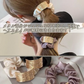 【ゴムタイプ：ブラック】ゴールドシュシュ　ヘアゴム シュシュ ヘアアクセサリー おしゃれ 大きめ 髪留め 髪ゴム ヘアアクセ 結婚式 黒 アレンジ 簡単 まとめ髪