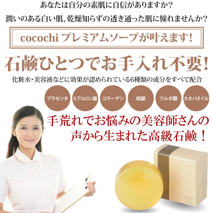 超高級石鹸 プレミアムソープ 100g ／ プラセンタエキス、ヒアルロン酸、コラーゲン、核酸、フルボ酸、ホホバオイル配合◎一般的な石鹸より溶けにくく数倍長持ち 送料無料