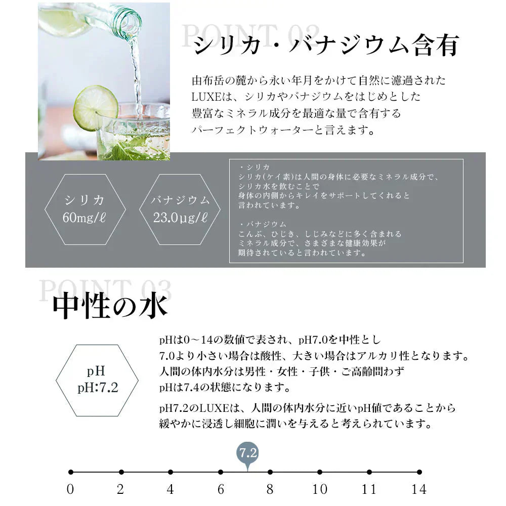 シリカ水 550ml 24本 送料無料 バナジウム シリカ 高濃度シリカ水 天然シリカ ミネラルウォーター ケイ素水 シリカウォーター LUXE 天然水 水 軟水 国産 大分県産