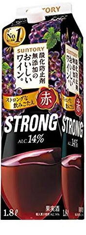 サントリー 酸化防止剤無添加のおいしいワイン 赤ストロング STRONG 14％ 1800ml 1.8L 1本【ご注文は12本まで同梱可能】