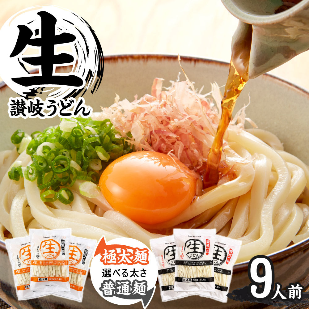 讃岐生うどん9食セット (麺300g×3袋 ) 麺のみ【送料込み】【ゆうパケットでお届け】