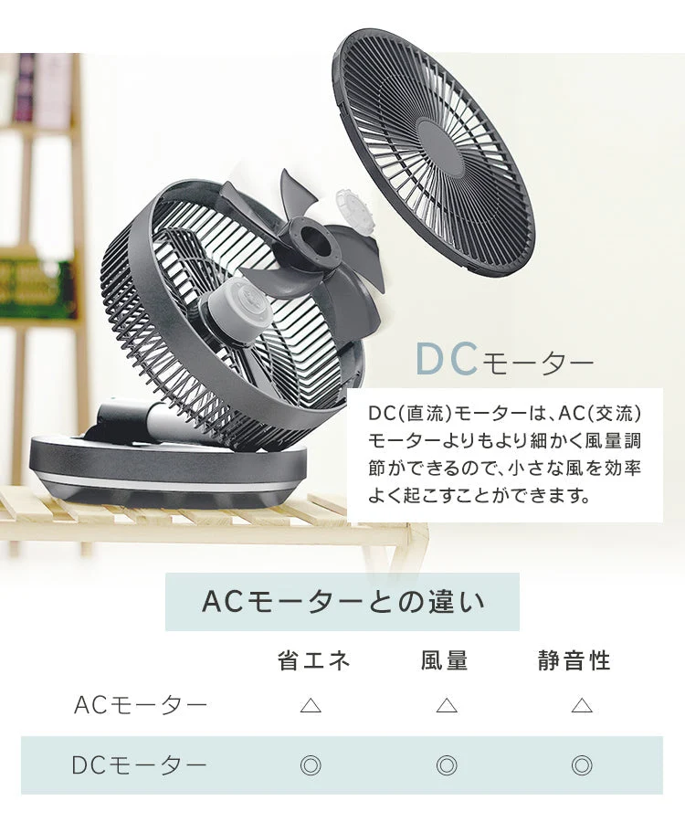 【チャコールグレー】扇風機 DCモーター コードレス 折りたたみ扇風機 リモコン USB 充電式 小型 卓上 風量 8段階 調節 ポータブルファン コードレスファン サーキュレーター コンパクト 持ち運び おしゃれ 静音 暑さ対策 床置き リビング アウトドア