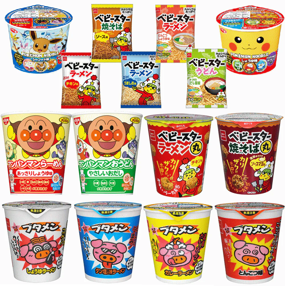 お子様大好きキャラクターおやつ ミニカップ麺 30個 アンパンマン ブタメン ポケモン ベビースターラーメン
