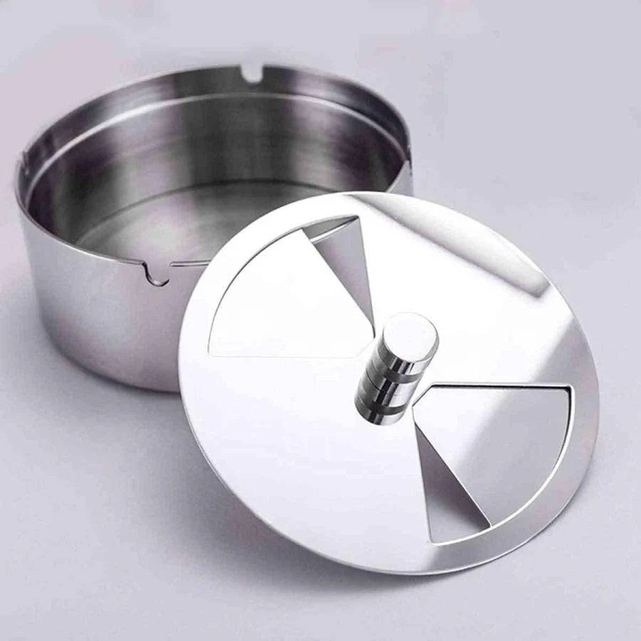 即納 灰皿 ふた付き 大容量 ステンレス素材 卓上 屋外用 回転式蓋 密閉 密閉 卓上 客室 オフィス スタイリッシュ コンパクト 滑りにくい 煙と