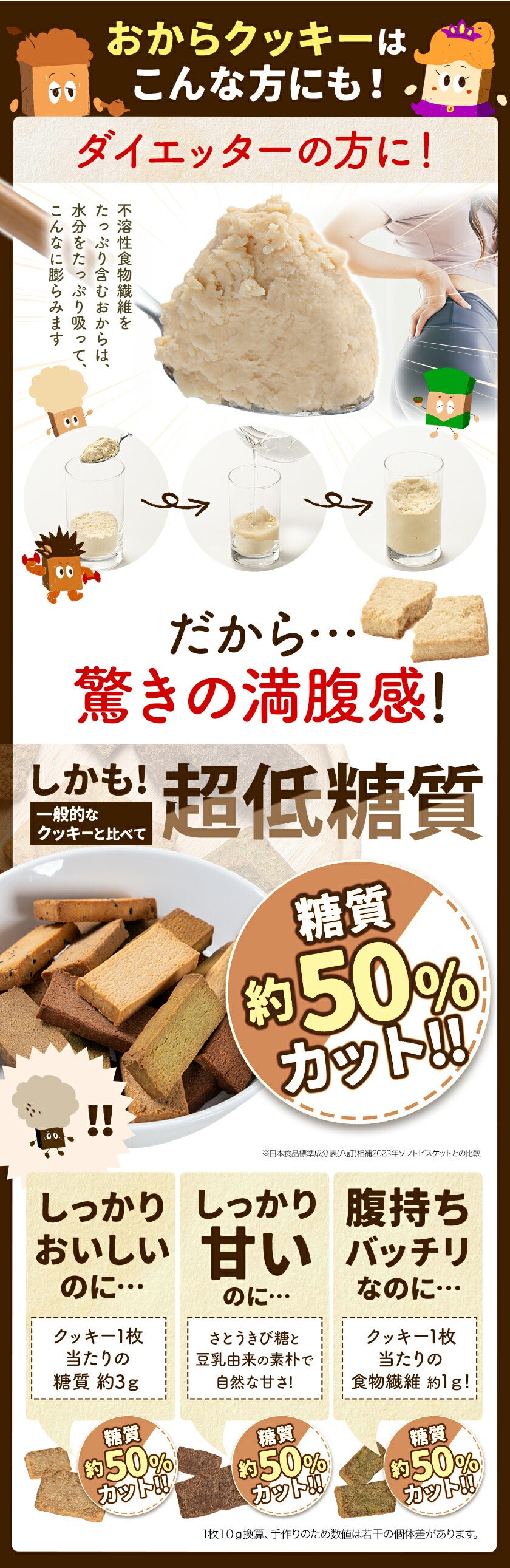 おからクッキー 国産 大容量 700g（70枚入り） 7種の味わい グルテンフリー 着色料・保存料不使用 抹茶 黒ゴマ ほうじ茶 紅茶 ココア アーモンド ヘルシー 低カロリー 糖質オフ スイーツ ダイエット 食品 無添加 砂糖 バター 卵 不使用 グルテンフリー 食物繊維 《1-5営業日以内に出荷予定（土日祝日除く）》