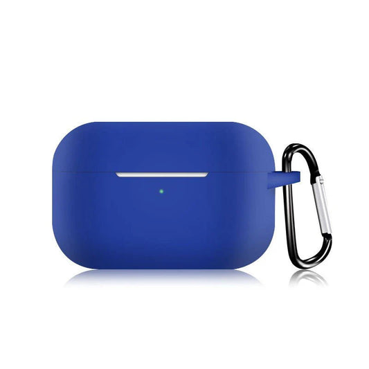 AirPodsPro対応ケース ブルー シリコン AirPods Pro Case カバー カラビナ付き エアーポッズプロケース 防塵 耐衝撃 air pods proケース ソフトケース フック付き