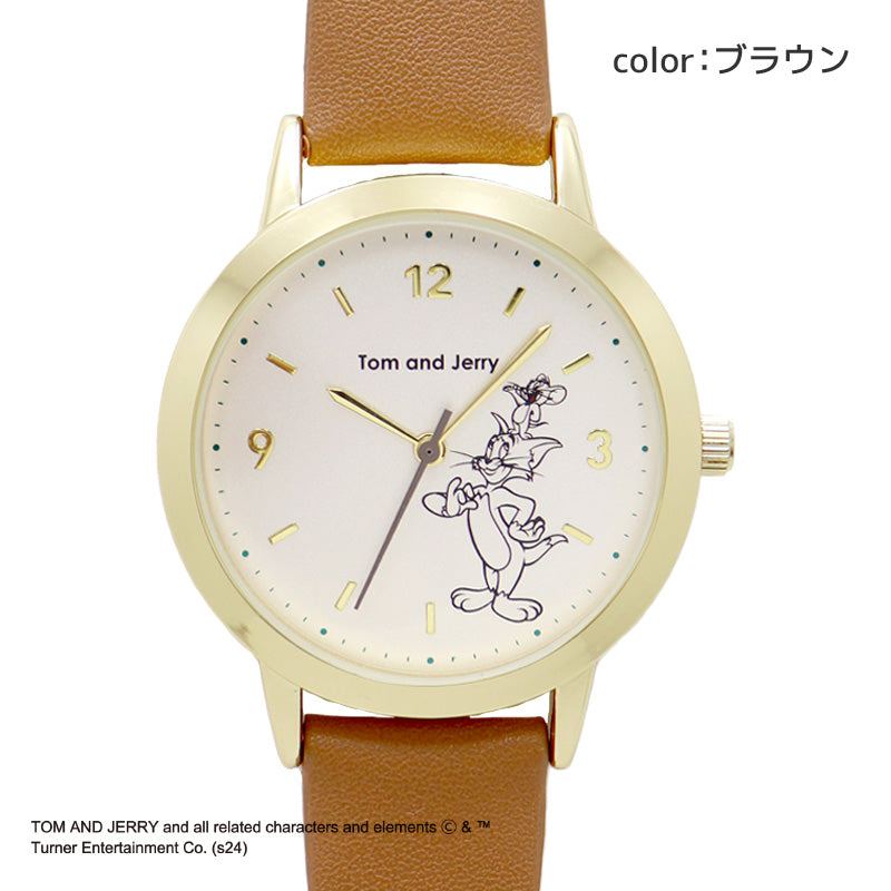 【ブラウン】トムジェリ レザー A  TAJ002P  トムとジェリー かわいい 腕時計 レディース 好評 ウォッチ 時計 アナログ時計 女性 キャラ アナログ シンプル 贈り物 プレゼント ギフト クリスマス 誕生日 公式ライセンス フィールドワーク