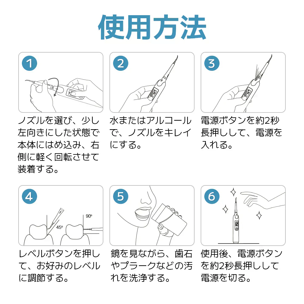 Sarlisi 歯石取り デンタルツール 口腔洗浄 歯間のクリーニング 虫歯予防 1台多役 小型 オーラルケア 家庭用