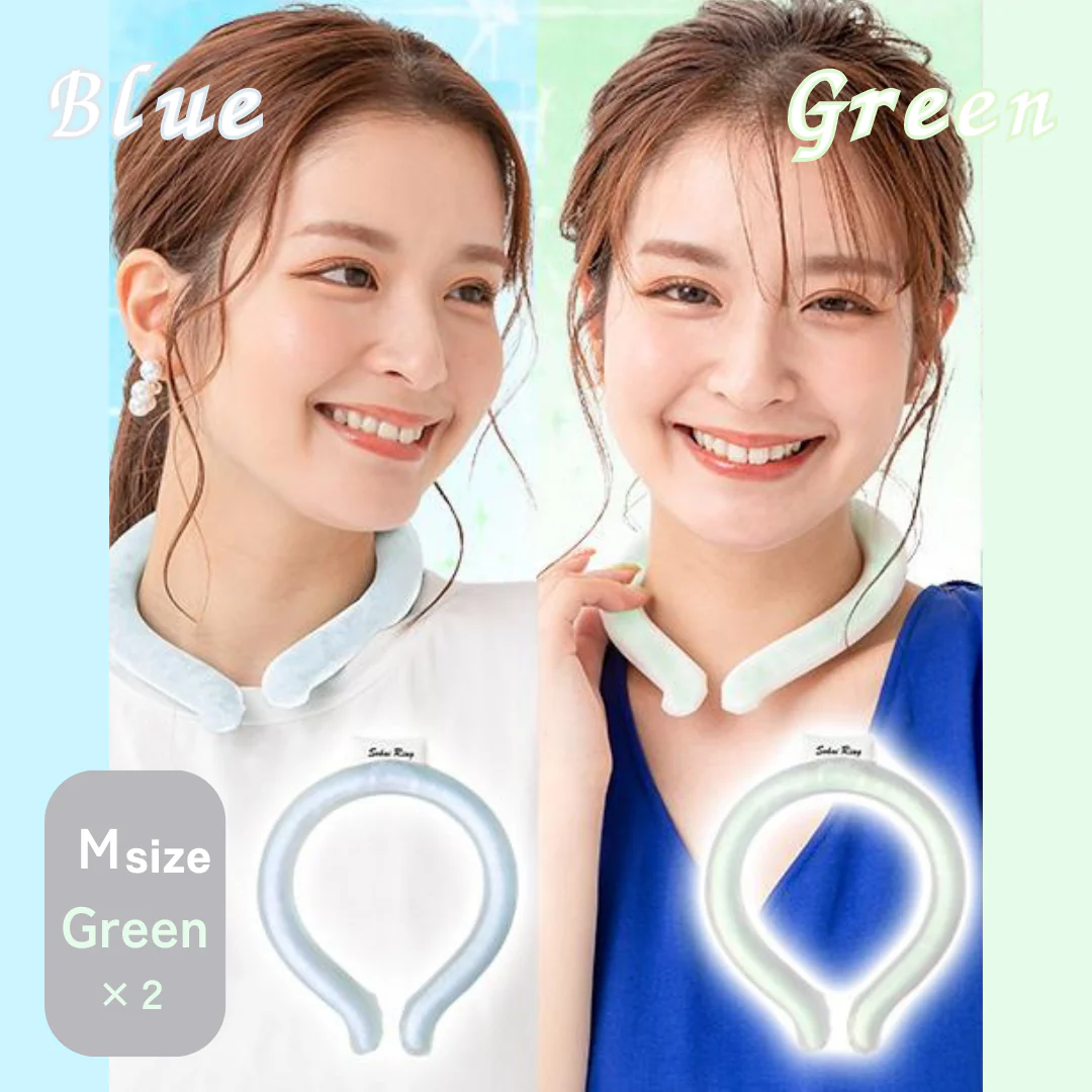 【Mサイズ グリーン 2個セット】［ネックリングセール］爽快リングW 2層構造 28℃ 凍結 クール 長持ち 熱中症対策 ny623【ゲリラセール】