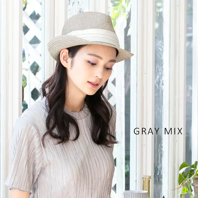 【フリー56-58.5cm-グレーミックス】 【商品名：ミックスペーパーソフトHAT】