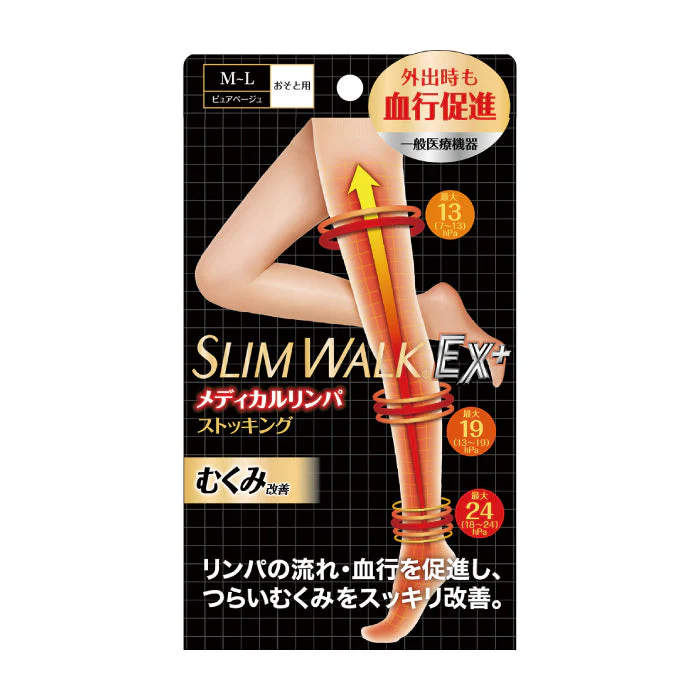 スリムウォーク認定販売店【メディカルリンパ（ストッキング）（MLサイズ）】おそと用 血行促進 着圧 美脚 ピップ むくみ