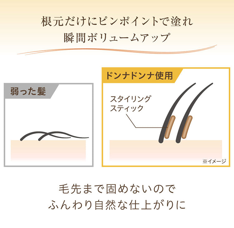 (ナチュラルブラウン)ドンナドンナ ボリュームアップ スタイリングスティック 21g 薄毛 白髪 髪やせ ウォータープルーフ メイク コスメ 素数 化粧品【送料無料】
