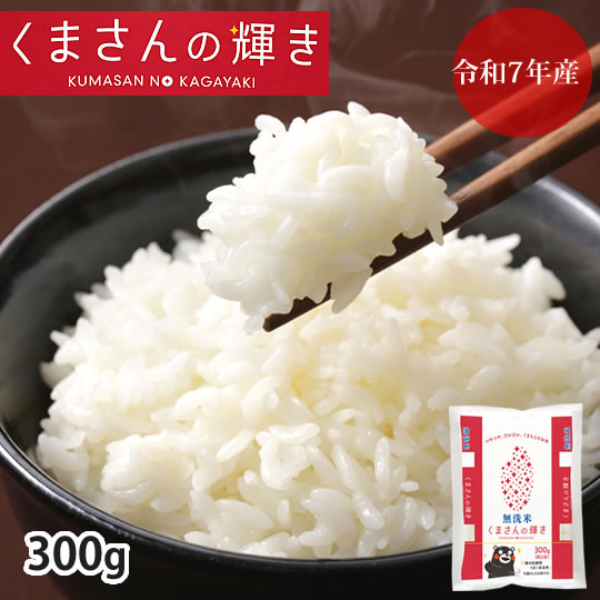 米 くまさんの輝き 【無洗米300g】 白米 送料無料  お試し 令和7年産 熊本県産 お米 白米 玄米 コシヒカリ ヒノヒカリ 森のくまさん