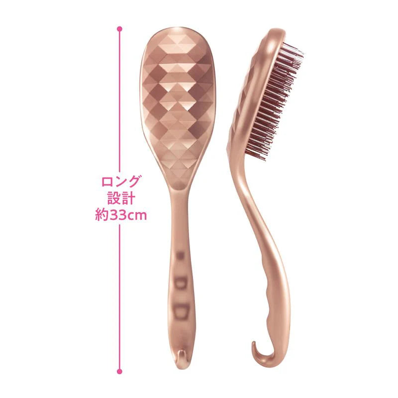 ISHA ロングヘアブラシ/ 超ロング 静電気除去 スカルプブラシ 頭皮マッサージ 四十・五十肩 楽々ブラッシング うるツヤ髪 縮れ毛 ラウンドホール お風呂でも