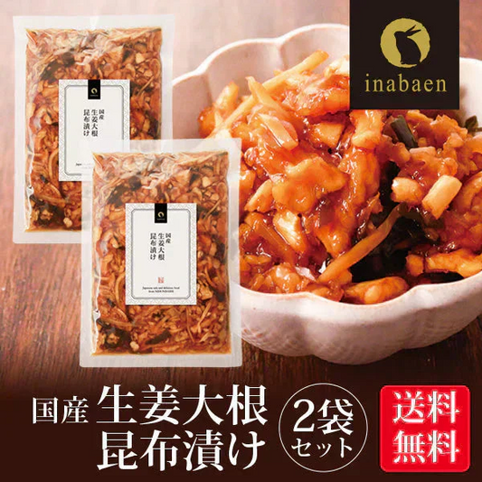 【2個セット】日本橋いなば園 国産生姜大根昆布漬け 150g ネコポス メール便送料無料