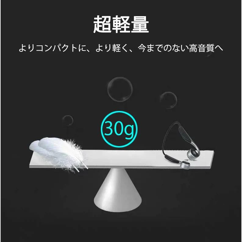 Bluetooth5.0 骨伝導イヤホン ヘッドホン スポーツ 高音質 超軽量 bluetooth ヘッドセット ワイヤレス イヤホン ハンズフリー通話 ノイズキャンセル 音楽 w052A(ホワイト)