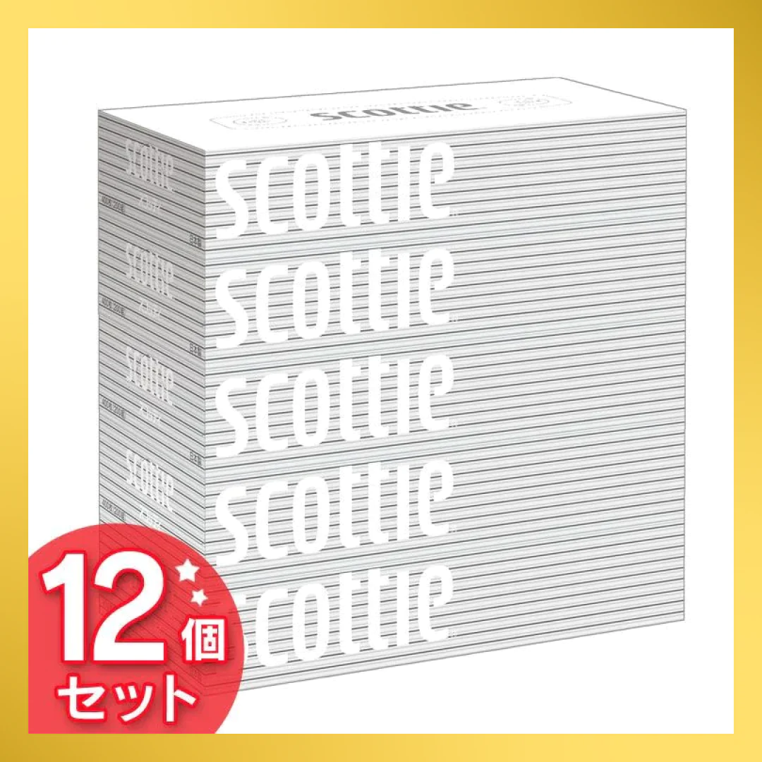 【カートアップNG】【100人シェア買いでお得】【12個セット】ボックスティッシュ スコッティ 400枚 （200組）【超得ハイパーSALE】