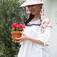 【ピンク×ホワイト】虫よけ 帽子 花柄 レディース 虫よけレースハット  UVカット 農作業 ガーデニング