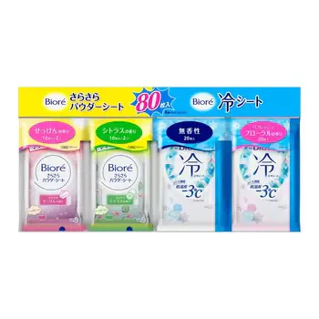 ビオレ さらさらパウダーシート＆冷シート 携帯用 6個パックセット(ビオレ さらさらパウダーシートとビオレ冷シートの詰め合わせ 80枚入り)