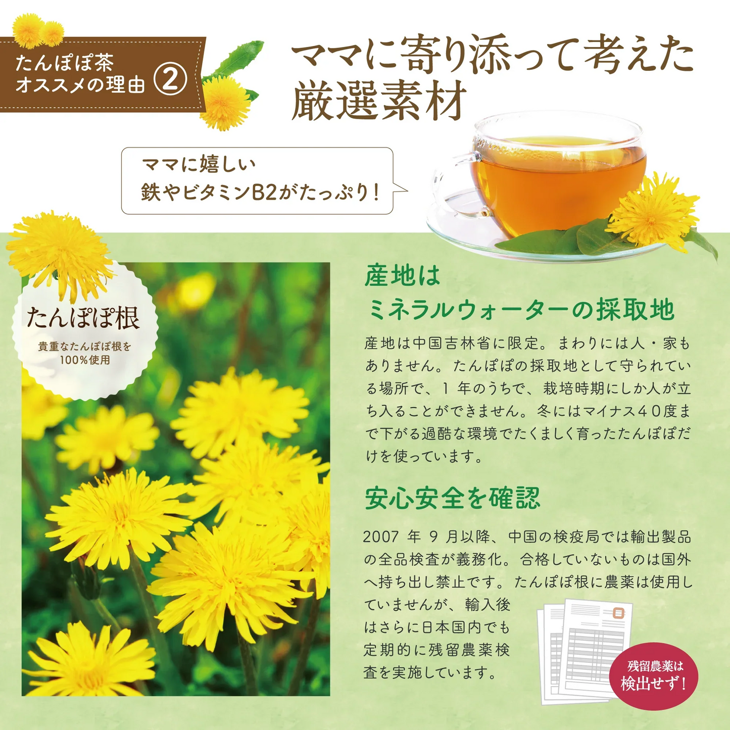 たんぽぽ茶清らかブレンドポット用　5個入（ お試しサイズ ノンカフェイン カフェインレス 母乳 育児 妊婦 たんぽぽ根 黒豆 黒豆茶 国産黒豆 醗酵ギンネム ハーブティー プレゼント ギフト 誕生日 妊活 お茶 水出し ティーバッグ )