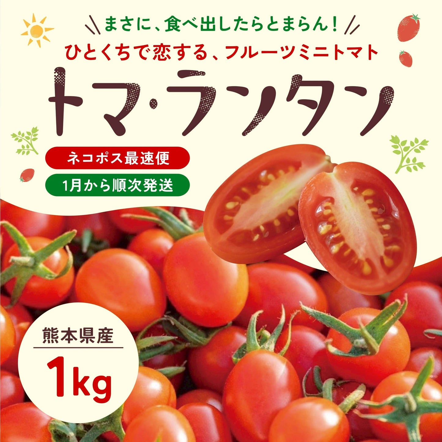 【予約】【2026年1月から順次発送】1kg  家族の笑顔が広がる完熟ミニトマト「トマランタン」東北配送不可】