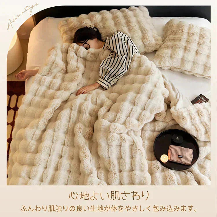 SNSで話題【ダブル×ダークグレー】毛布 ブランケット もこもこ毛布 ふわふわ あったか 厚手 おしゃれ