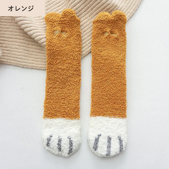 【予約商品・発送時期は商品説明に記載】もこもこ ルームソックス 5足セット 猫 ネコソックス かわいい 肉球 ねこ 猫 あったか 冷え取り 靴下 防寒 暖かい 可愛い くつ下 ソックス 送料無料 ギフト プレゼント