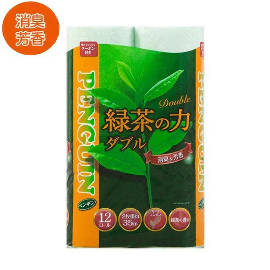 トイレットペーパー 丸富製紙 緑茶の力 ティーフラボン ダブル35m 12ロールＸ6パック