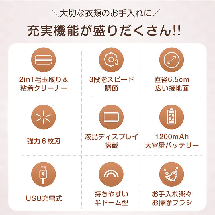 【送料無料】 毛玉取り器 「ホワイト」 粘着クリーナー 毛玉取り機 毛玉取り 充電式 USB 電動 コードレス 毛玉クリーナー sg114-wh