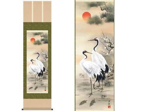 開運掛軸 【松竹梅鶴亀】 戸塚翠漣筆 [ 収納箱 10年保証 品質保証付き 31×89 長寿 円満 国産 古来慶祝画 国内産 受注生産 床の間 和風 掛け軸 日本製 名画 縁起物 プレゼント 画寸 送料無料 ]