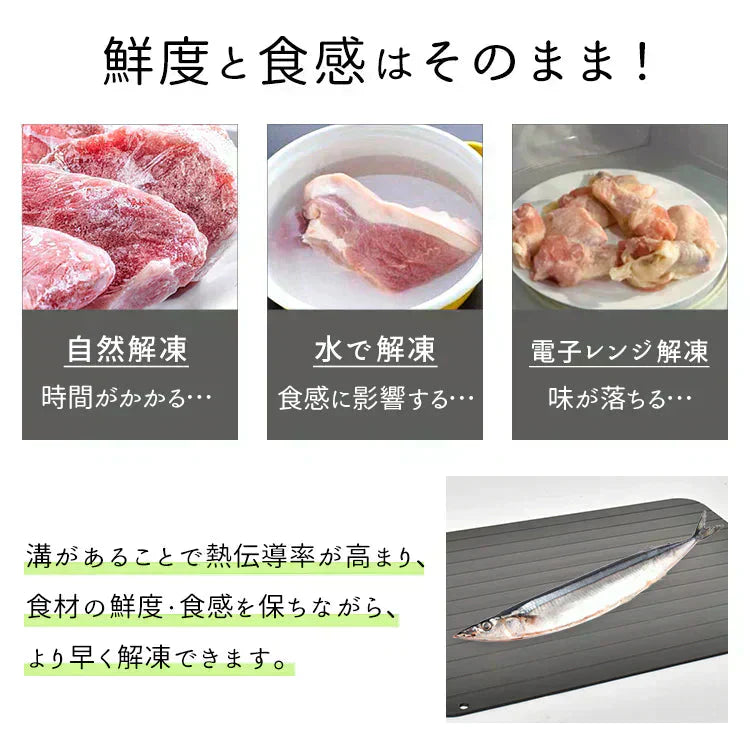 解凍プレート 「ブラックMサイズ」 急速解凍 解凍用プレート 解凍板 解凍 解凍皿 肉 魚 冷凍食品 エコ 時短 時間短縮 便利グッズ 超薄型 キッチン 家庭用
